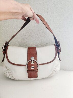Coach Soho White & Brown Leather Handbag Satchel Purse